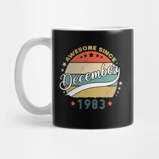 Awesome Since December 1983 Birthday Retro Sunset Vintage by SbeenShirts